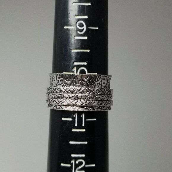 Vintage Spinner Ring, Silver Tone Moving Bands, Wide Size 10 Band, Estate - Picture 4 of 8